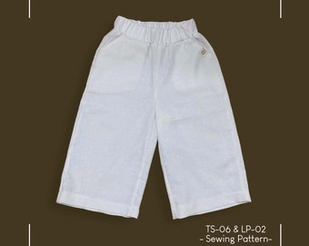 Patrón de costura de pantalones culotte para bebé: Pantalón ancho (Patrón PDF)