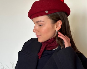 Wool Felt Beret, Simple British Style, Winter Hat (Size 54-58)