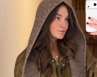 Hand-knitted Sophie Hood Scarf | Hooded Scarf | Knitted Hooded Scarf | Sophie Beanie Scarf | Fashion Accessory
