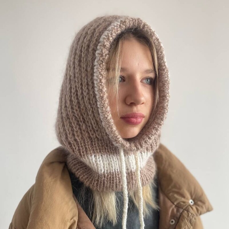 MOHAIR KNIT HOOD BALACLAVA / BLU GRY