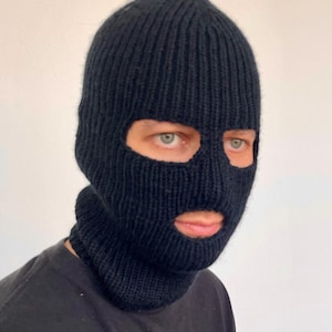 Hand-Knitted Balaclava with holes for the eyes and mouth for mens, different colors, men’s Winter Ski Mask, wool and acryl