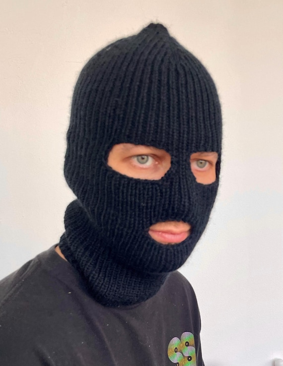 Hand-knitted Balaclava With Holes for the Eyes and Mouth for Mens