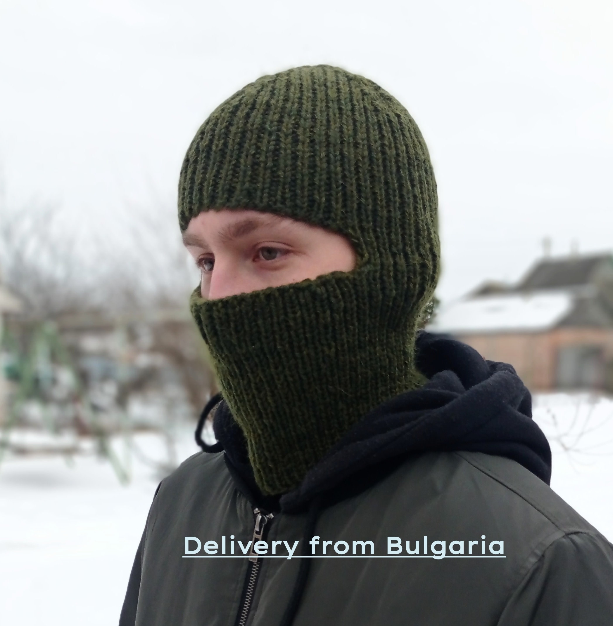 Hand-knitted Balaclava for Men, Face Mask, Winter Full Face Mask