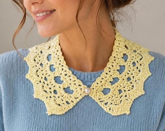 Delicate Handmade Crochet Lace Collar, Scalloped Ruffle Neckpiece, fashionable stylish lace for women, handmade crochet, many colors