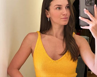 Hand-Knitted Organic Cotton Crop Top: Deep V Neck Bralette