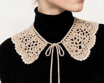 Delicate Handmade Crochet Lace Collar, Scalloped Ruffle Neckpiece, fashionable stylish lace for women, handmade crochet, many colors