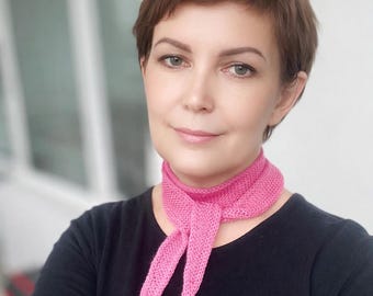 Hand-Knitted Micro Scarf Sophie in Cashmere, fashion accessory for office, European Wool Neck Scarf