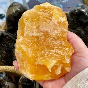 Raw Orange Calcite Stone | Rough Crystal Rock, 1 lb 8 oz