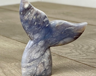 Purple Chalcedony Whale Tail | Purple Chalcedony | Crystal Whale Carving |  Whale Tail  | Sea Animals | ocean | Nautical