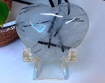 Tourmalinated Quartz | Quartz Heart | Crystal Hearts | Tourmaline in Quartz | Tourmalinated Quartz Heart