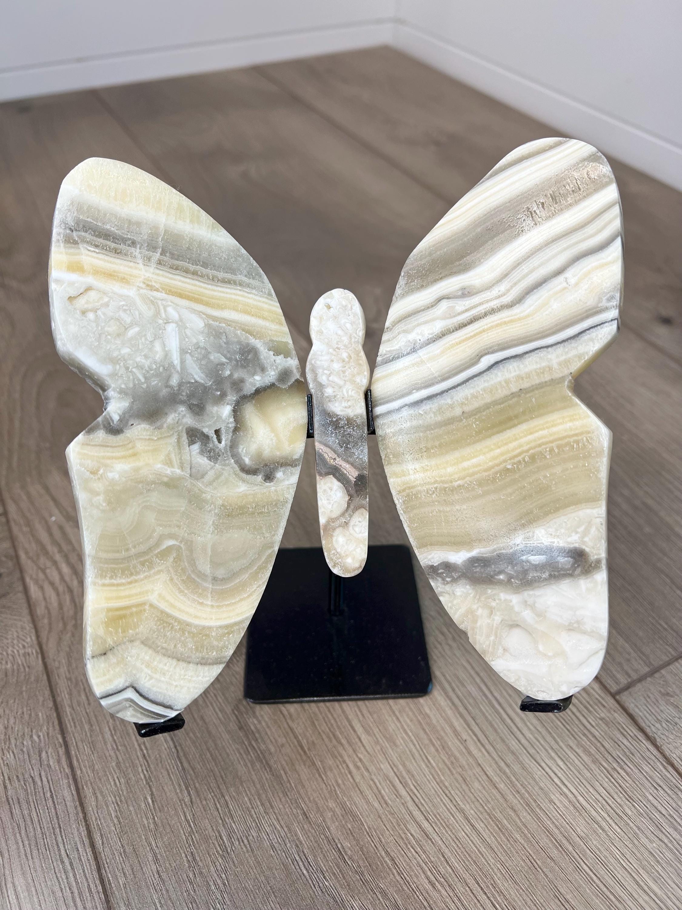 Zebra Calcite Butterfly | Zebra Calcite | Crystal Butterfly Carving | Butterflies |  calcite | Carvings