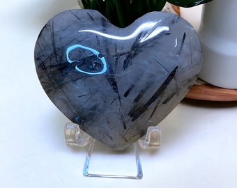 Tourmalinated Quartz | Quartz Heart | Crystal Hearts | Tourmaline in Quartz | Tourmalinated Quartz Heart