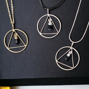 Black Tourmaline Triangle Pendant Necklace | Black Tourmaline Necklace | Protection and Grounding