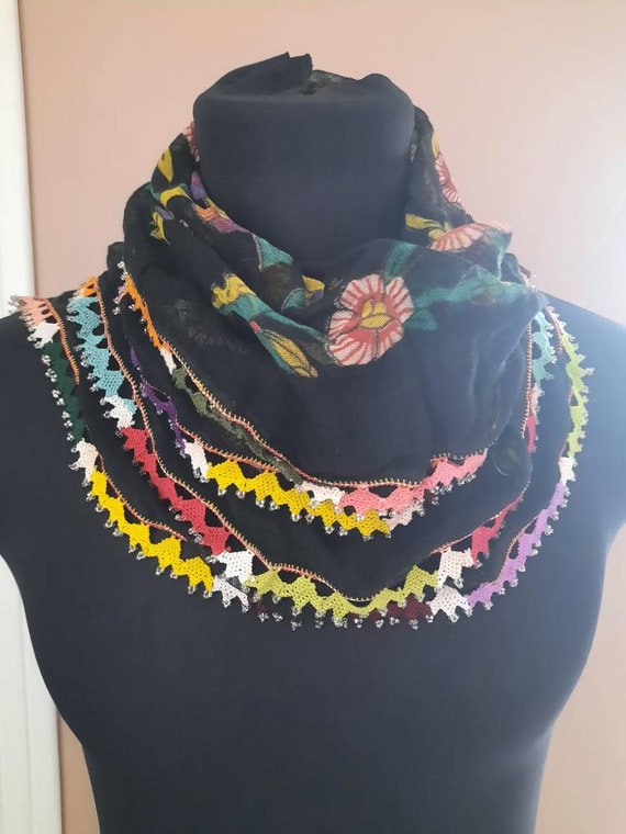 Antique scarf anatolian silk embrodery