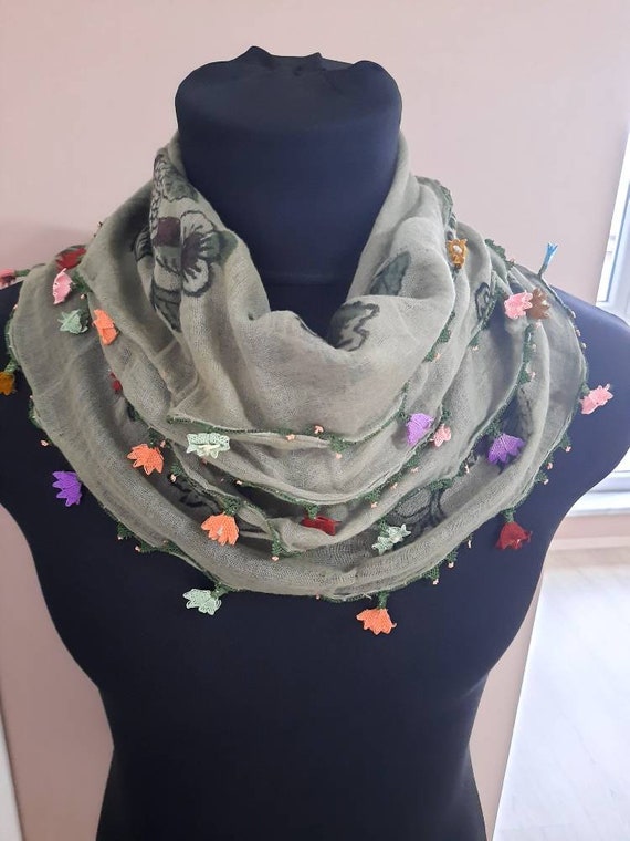Antique scarf anatolian silk embrodery