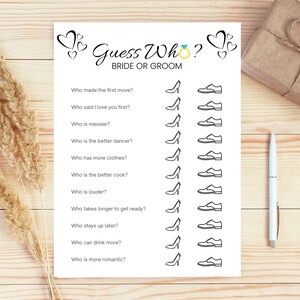Guess Who? Bridal Shower Game, Bridal Shower Games, Digital Print, Wedding Game, Bridal Shower, Wedding Shower