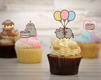 12 Pusheen The Cat Kawaii Edible Toppers PRE-CUT