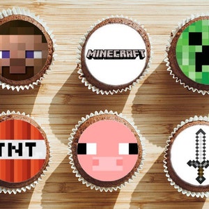 Minecraft Themed Edible Toppers ROUND PRE-CUT