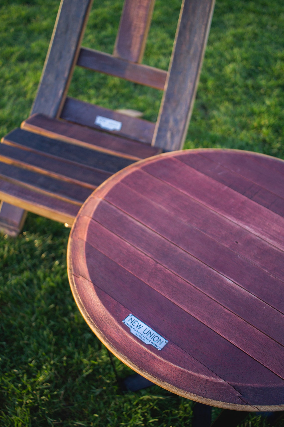 Collapsing Wine Barrel Chairs with Table Handmade in Seattle Etsy