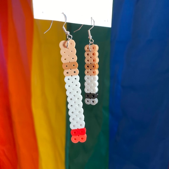 cigarettes beads Cigarette Earrings - Grunge Mix Matched Perler Beads