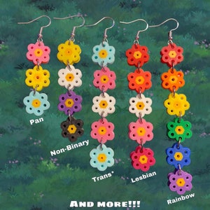 Pride Spring Daisy Chain Earrings LGBTQ Flower Power Spring Love Perler ...