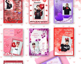 Cartes BTS pour la Saint-Valentin / Cartes pour la Saint-Valentin / Cartes numériques / Téléchargement numérique