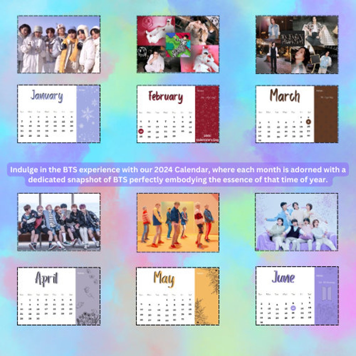 2024 BTS Printable Calendar/digital BTS Calendar/printable Instand ...