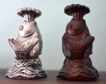 Silver & Mahogany Fish Stand - Crystal Ball Stand - Crystal Sphere Stand