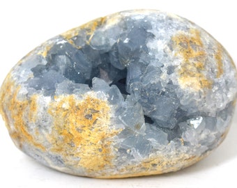 Large Crystal Celestite Egg/Geode - Throat, Third-Eye, Crown Chakra