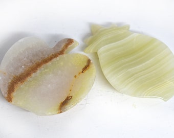 Green Onyx Apple & Pineapple Trinket Dishes