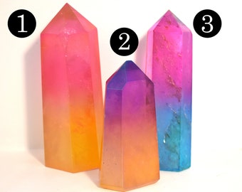 Rainbow Aura & Cotton Candy Quartz Towers #2 - All Chakras