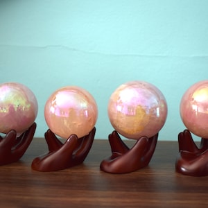 Petite Aura d’Ange (Aura Lite) Boule de Quartz Rose et Boules/Sphères de Cristal de Quartz Rose - Cristaux pour l’Amour - Saint-Valentin - Self Care