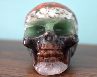 Seven Chakras Skull (Sodalite, Red Jasper, Kiwi Jasper, Fluorite, Larvikite, Mahogany Obsidian, Clear Quartz)