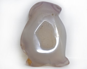 Gray Agate Penguins with Druzy