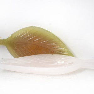 Leaf Trinket Bowls - Green Onyx, Pink Mangano (Pink Calcite) - Heart Chakra