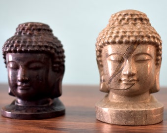 Crystal Buddha Heads (Obsidian, Pyrite)