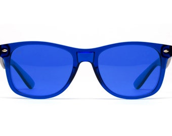 Blue WayFarer Mood-Boosting Sunglasses with Protective Chakra Bag