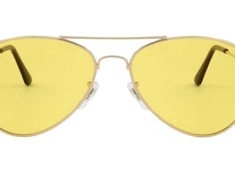 Yellow Aviator Mood-Boosting Sunglasses with Protective Chakra Bag