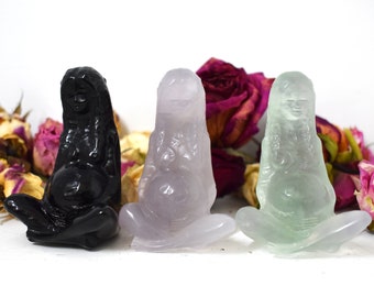 Crystal Motherhood Fertility Idols (Obsidian, Rose Quartz, Fluorite)
