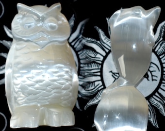 Selenite Animals - Owl & Dolphin