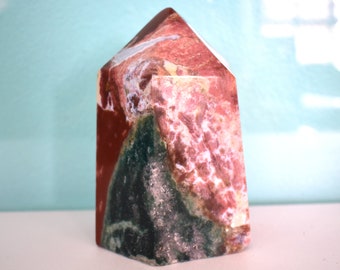 Large/Wide Ocean Jasper Tower - Heart, Solar-Plexus Chakra