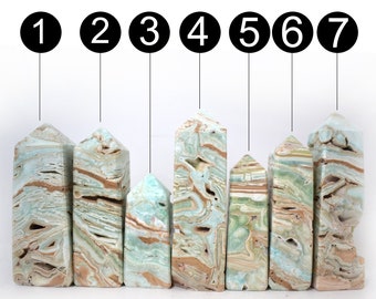 Blue Aragonite Towers Group Two - Throat, Heart, Third-Eye Chakras