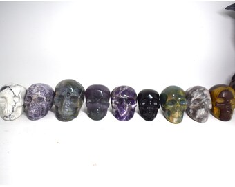 Small Crystal Skulls (Ocean Jasper, Green Onyx, Obsidian, Moss Agate, Amethyst, Howlite, Fluorite)