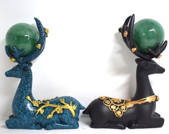 Reindeer Crystal Ball Stand/ Crystal Sphere Holders (Black and Blue)