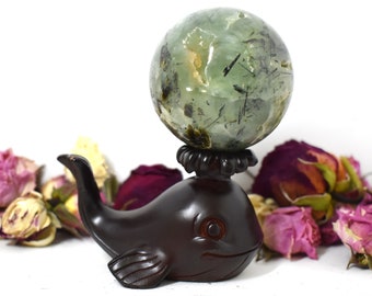 Baby Whale Crystal Ball Stand/Crystal Sphere Holder (Dark & Light Mahogany)