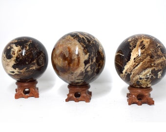 Large Chocolate Calcite (Brown Aragonite) Spheres/Crystal Balls - Root, Sacral, Solar-Plexus Chakras
