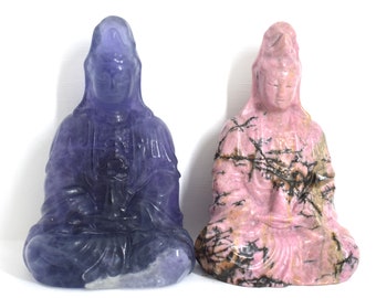 Crystal Quan Yin's , Kuan Yin, Guan Yin (Fluorita, Rhodonita)