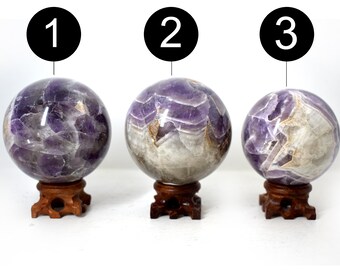 Medium Dream (Chevron) Amethyst Crystal Balls/Spheres - Third Eye Chakra - Crown Chakra