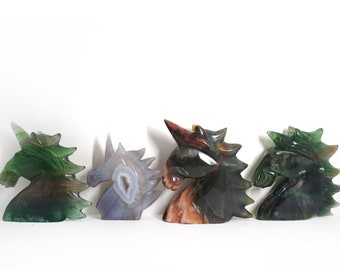 Unicorn Heads Group 2 (Fluorite, Agate, Ocean Jasper, Bloodstone)