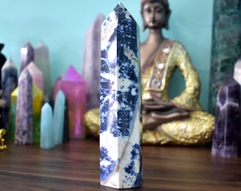 Large Sodalite Tower - Throat, Third-Eye Chakra